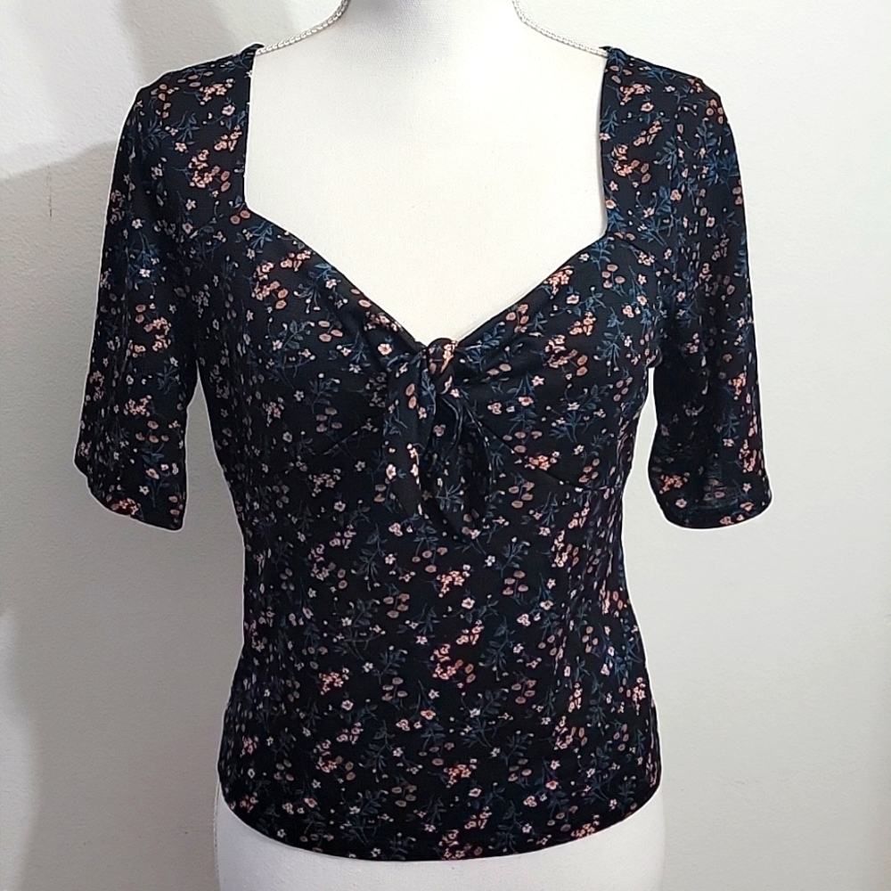 Floral Black Blouse